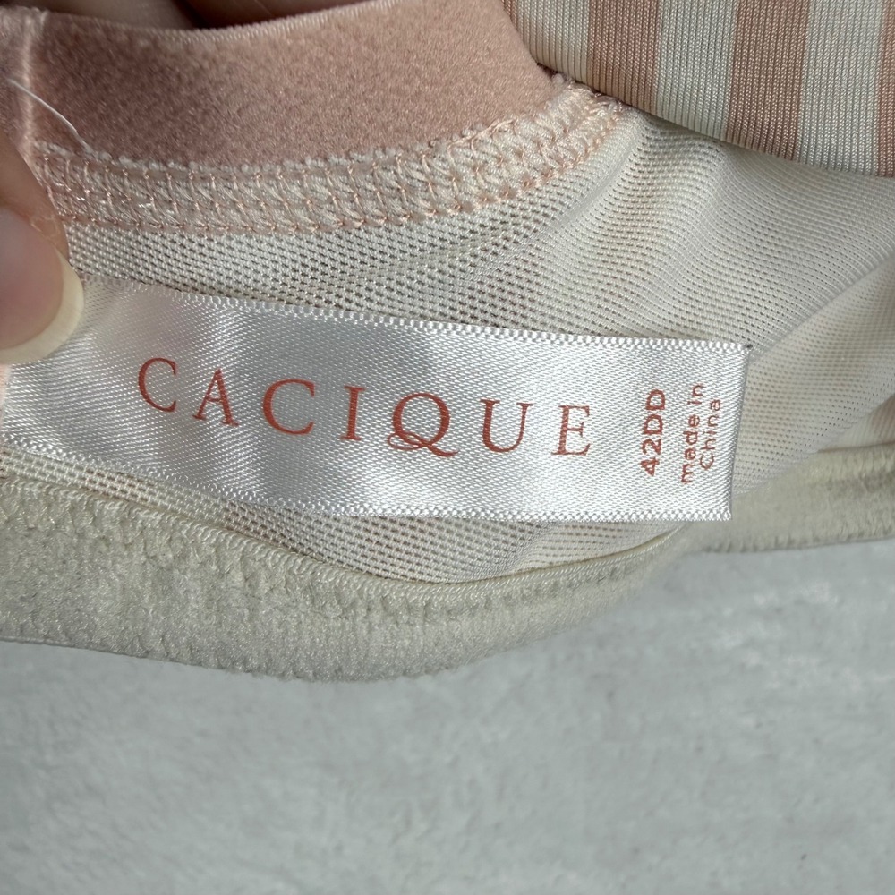 Cacique Lightly Lined Balconette‎ Bra 42DD Pink White Striped - Picture 3 of 7